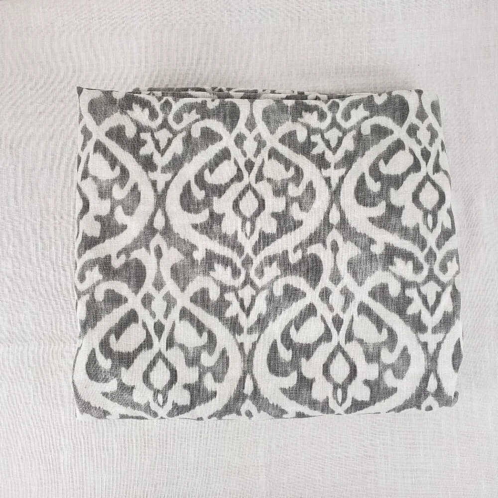 Pottery Barn Ingrid Drape Gray Ivory Ikat Cotton 3-in-1 Pole Top Lined 50